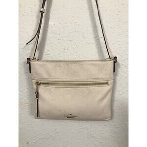 KATE SPADE VINTAGE New York Leather Ivory/Cream Crossbody Bag Pebbles 10"x8.5"x1